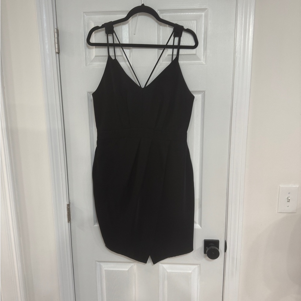 Adelyn Rae Black Spaghetti Strap Sheath Mini Dress